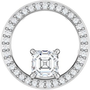Sterling Silver 5x5 mm Asscher Pendant Mounting