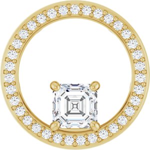 10K Yellow Gold 5x5 mm Asscher Pendant Mounting