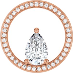 18K Rose Gold 9x6 mm Pear Pendant Mounting
