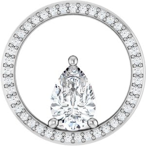 14K X1 White Gold 9x6 mm Pear Pendant Mounting