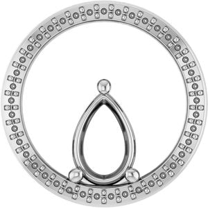 18K White Gold 9x6 mm Pear Pendant Mounting – image 2