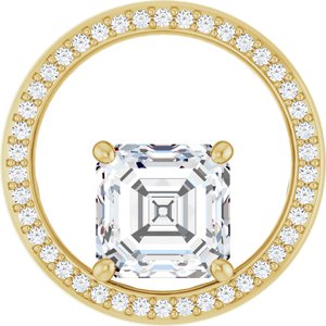 10K Yellow Gold 8x8 mm Asscher Pendant Mounting