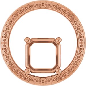 14K Rose Gold 8x8 mm Asscher Pendant Mounting – image 2