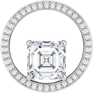 14K White Gold 8x8 mm Asscher Pendant Mounting
