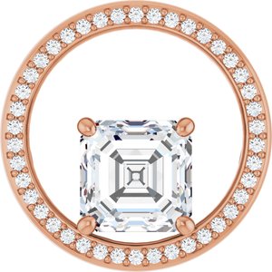 10K Rose Gold 8x8 mm Asscher Pendant Mounting