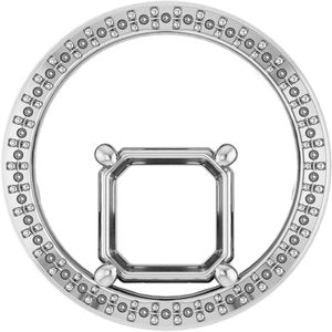 18K White Gold 8x8 mm Asscher Pendant Mounting – image 2