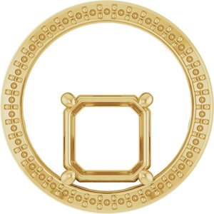 18K Yellow Gold 8x8 mm Asscher Pendant Mounting – image 2