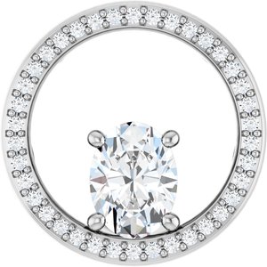 Sterling Silver 8x6 mm Oval 1/6 CTW Natural Diamond Semi-Set Pendant