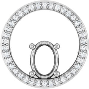 14K White Gold 8x6 mm Oval 1/6 CTW Natural Diamond Semi-Set Pendant – image 2
