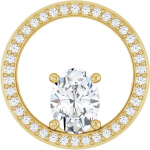 14K Yellow Gold 8x6 mm Oval 1/4 CTW Lab-Grown Diamond Semi-Set Pendant