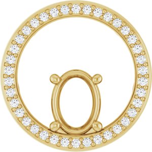 14K Yellow Gold 8x6 mm Oval 1/6 CTW Natural Diamond Semi-Set Pendant – image 2