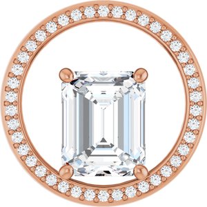 10K Rose Gold 10x8 mm Emerald Pendant Mounting