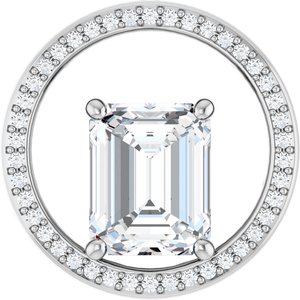 14K X1 White Gold 10x8 mm Emerald Pendant Mounting