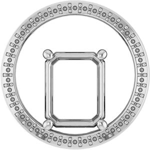 18K White Gold 10x8 mm Emerald Pendant Mounting – image 2