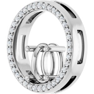 Platinum 8x6 mm Oval 1/6 CTW Natural Diamond Semi-Set Pendant – image 4