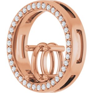 14K Rose Gold 8x6 mm Oval 1/6 CTW Natural Diamond Semi-Set Pendant – image 4