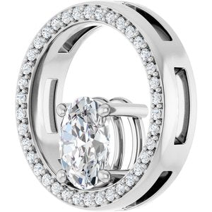 Platinum 8x6 mm Oval 1/6 CTW Natural Diamond Semi-Set Pendant – image 3