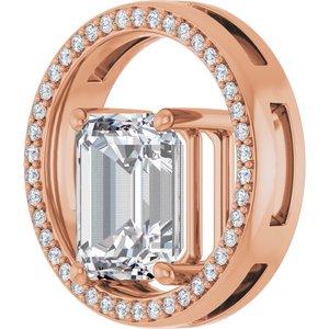 14K Rose Gold 10x8 mm Emerald Pendant Mounting – image 3