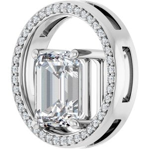 14K X1 White Gold 10x8 mm Emerald Pendant Mounting – image 3