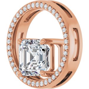18K Rose Gold 8x8 mm Asscher Pendant Mounting – image 3