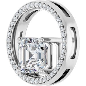 14K White Gold 8x8 mm Asscher Pendant Mounting – image 3