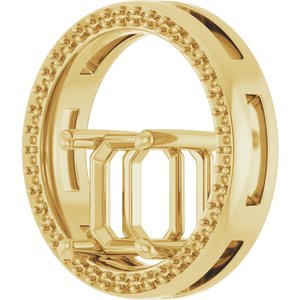 18K Yellow Gold 8x8 mm Asscher Pendant Mounting – image 4