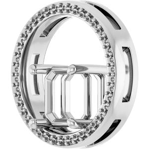 10K White Gold 8x8 mm Asscher Pendant Mounting – image 4