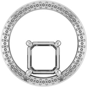 14K White Gold 7x7 mm Asscher Pendant Mounting – image 2