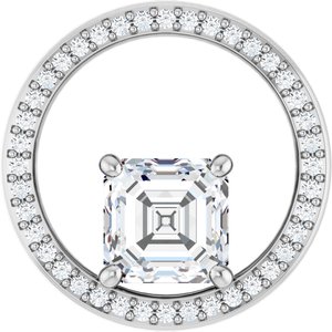 10K White Gold 7x7 mm Asscher Pendant Mounting