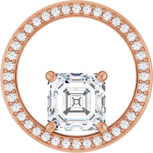 18K Rose Gold 7x7 mm Asscher Pendant Mounting