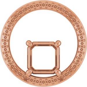 14K Rose Gold 7x7 mm Asscher Pendant Mounting – image 2