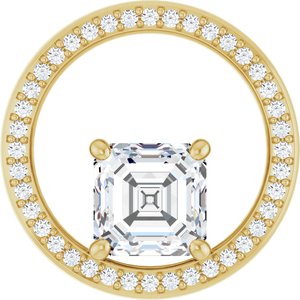 18K Yellow Gold 7x7 mm Asscher Pendant Mounting