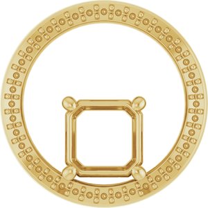 10K Yellow Gold 7x7 mm Asscher Pendant Mounting – image 2