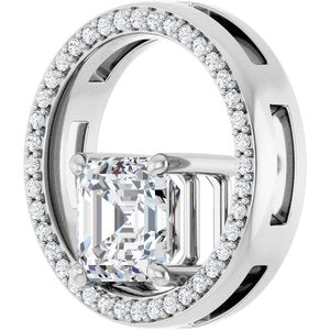 18K White Gold 7x7 mm Asscher Pendant Mounting – image 3