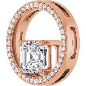 14K Rose Gold 7x7 mm Asscher Pendant Mounting – image 3