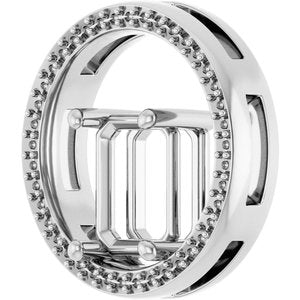 10K White Gold 9x7 mm Emerald Pendant Mounting – image 4