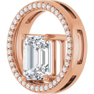18K Rose Gold 9x7 mm Emerald Pendant Mounting – image 3