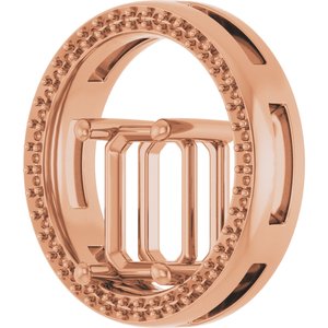 10K Rose Gold 9x7 mm Emerald Pendant Mounting – image 4