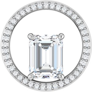 10K White Gold 9x7 mm Emerald Pendant Mounting