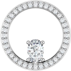 14K X1 White Gold 6x4 mm Oval Pendant Mounting