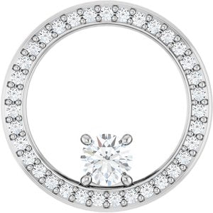 Sterling Silver 4.1 mm Round 1/8 CTW Natural Diamond Semi-Set Pendant