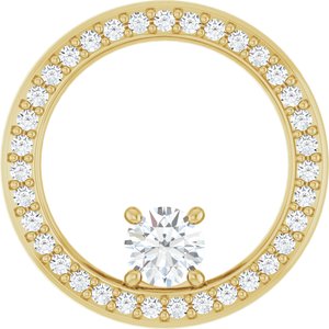14K Yellow Gold 4.1 mm Round 1/4 CTW Lab-Grown Diamond Semi-Set Pendant