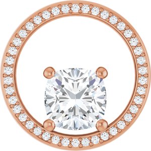 10K Rose Gold 8x8 mm Cushion Pendant Mounting