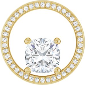 10K Yellow Gold 8x8 mm Cushion Pendant Mounting