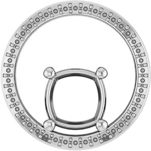 18K White Gold 8x8 mm Cushion Pendant Mounting – image 2