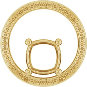 18K Yellow Gold 8x8 mm Cushion Pendant Mounting – image 2