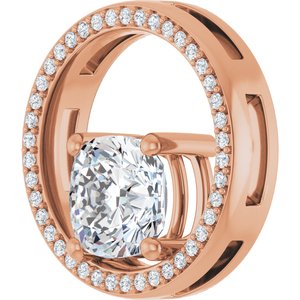 10K Rose Gold 8x8 mm Cushion Pendant Mounting – image 3