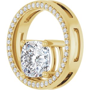 10K Yellow Gold 8x8 mm Cushion Pendant Mounting – image 3