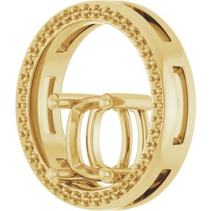 14K Yellow Gold 8x8 mm Cushion Pendant Mounting – image 4