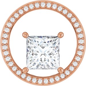 10K Rose Gold 7.5x7.5 mm Square Pendant Mounting